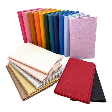 Charmoni - 3-Ply Car Paper Holder Case - Grey Card Holder for Driving Licence and Insurance - Calfskin Leather - 9 cm x 14.5 cm (Orange) (1/5)