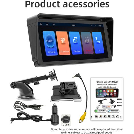 Lecteur stéréo de voiture BT MP5 à écran tactile de 9,3 pouces Carplay intégré Prise en charge automatique Android Transmetteur FM / Sortie AUX / Lien téléphonique miroir / Image inversée U-Disk / Car (1/4)