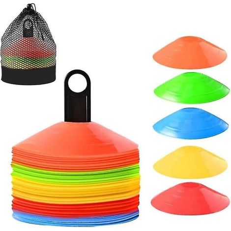 Cônes de football pour exercices sportifs - Mini cônes faciles à transporter avec sac en filet et support pour le sport - 50 (1/5)