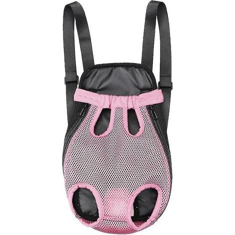 Haustier-Tragerucksack, vorne verstellbar, für Katzen und Hunde, mit Öffnungen für Pfoten und Schwanz am Bauch – Rosa – Größe M (1/4)