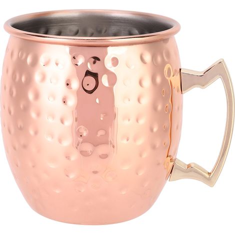 Mugs en acier inoxydable 304 plaqué cuivre pour la maison, tasses à bière martelées de 400 ml (1/5)