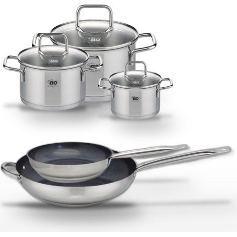 Lot Poêles 24 cm & 32 cm Elo Profi Therm Platinum et 3 Faitouts Elo (1/5)