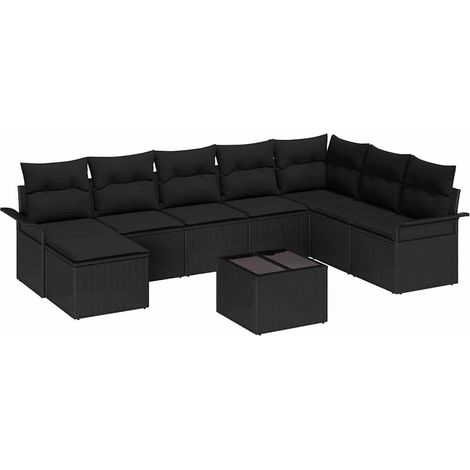 Garden Sofa Set with Cushion 9 pcs Beige Poly rattan vidaXL