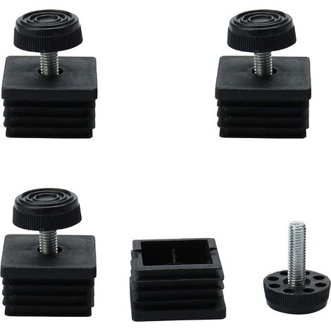 4pcs Adjustable Furniture Feet Leveling Pad Base Leg Table Leg Chair Leg Protection Floor Inserts Square Tube Furniture Pads 40 x 40 x M8 + 30 (1/5)