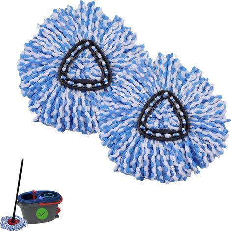 Lot de 2 recharges de balais essoreurs en microfibre EasyWring RinseClean pour O-Ceder (système à 2 réservoirs), têtes de rechange pour balais essoreurs en microfibre, bleu (1/5)