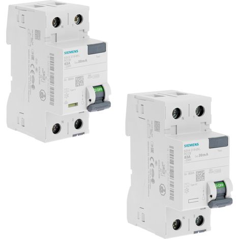 Lot de 4 interrupteurs différentiels 63A – 30 mA – 1 Type A + 3 Type AC – CE / NF - SIEMENS