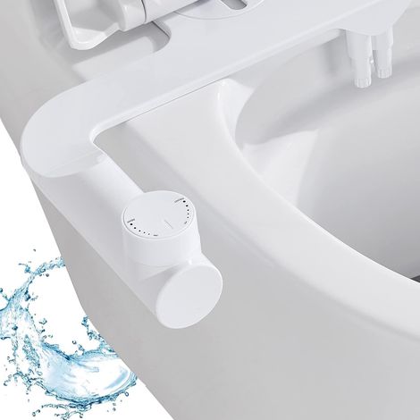 Bidet-WC, ultradünnes Badezimmer-Bidet-WC-Sitz-Set, für heißes und kaltes Wasser mit einziehbarer, selbstreinigender Doppeldüse, Reinigung vorne und hinten (kaltes Wasser) (1/4)