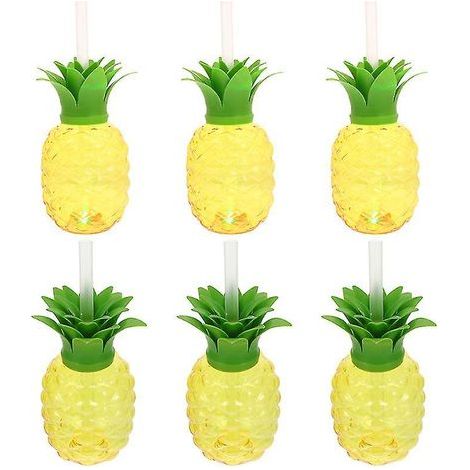 Lot de 6 gobelets en plastique en forme d'ananas (1/3)