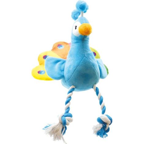 Set 2 pezzi Gioco Cane Peacock 30,5cm Gioco cane peluche a forma di pavone con gambe in corda resistente