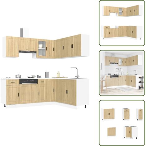 The Living Store 11-tlg. Küchenschrank-Set Porto Sonoma-Eiche Holzwerkstoff - Küchenschrank (1/5)