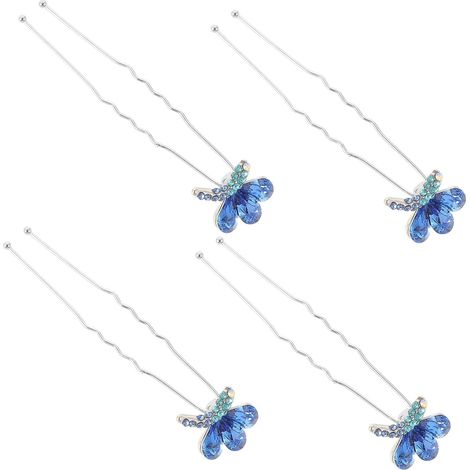 4 Stück Haarschmuck mit Schmetterlingsmotiv aus Metall und Strasssteinen Klassische Hochzeitshaarnadeln für Frauen Leicht Ins Haar zu Stecken Langlebig und Stabil (1/5)