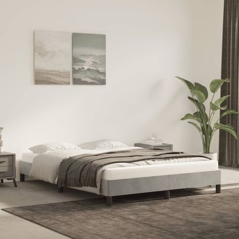 GBLY Cadre de lit sans matelas gris clair 140x190 cm velours (1/5)