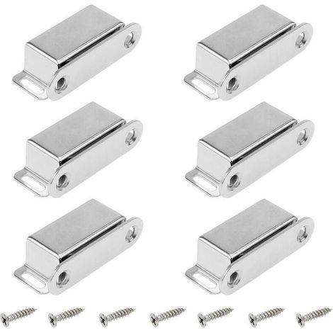 6 Stück magnetische Türriegel aus Edelstahl, Magnetverschlüsse für Schranktüren und Möbel, starke Magnete bis 6 kg, inklusive Schrauben für Schubladen