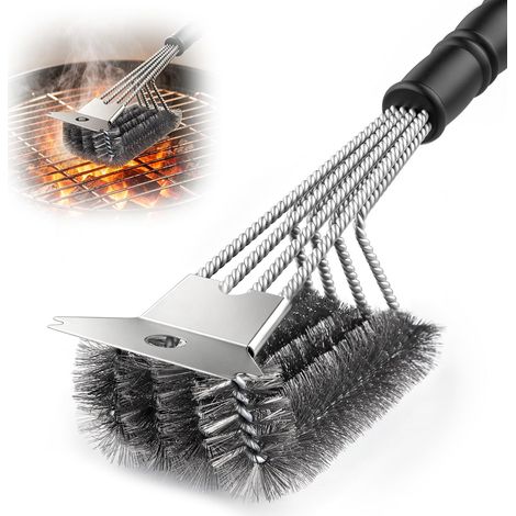 Brosse Barbecue Metallique à 4 Branches avec Grattoir (1/5)
