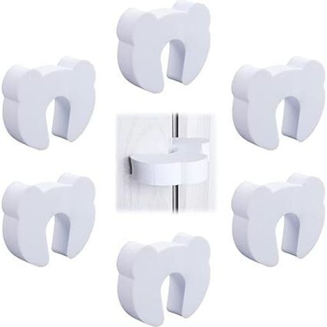 6 pcs Door Stopper Safety Door Stopper Shock Absorber Foam Door Stopper Foam Door Stopper Anti-Pinch Finger Protector Block Protection for Pets White (1/5)