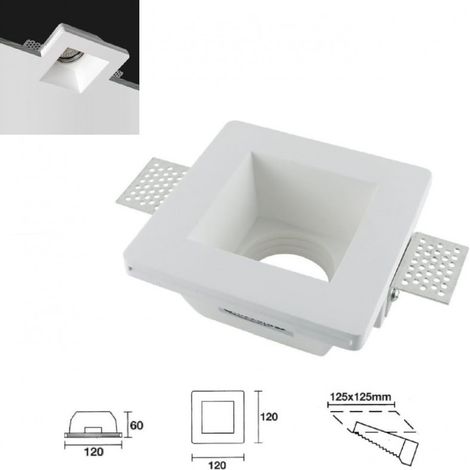 PORTAFARETTO DA INCASSO IN GESSO QUADRATO  VERNICIABILE PER LAMPADINE GU10 MR16 (1/5)