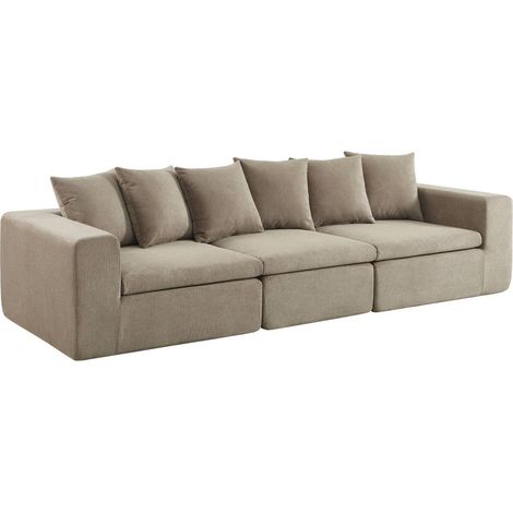 sweeek - Modulares 3-Sitzer Sofa mit Chenille-Bezug, Chenille, Dunkelbeige