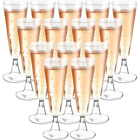 Flûtes à Champagne Transparent,30 Pièces Verres à Champagne en Plastique Élégantes Reutilisable,160ml Verre Gobelet a Biere Vin Cocktail pour Fêtes De Douche D'anniversaire Mariage Noël (1/5)