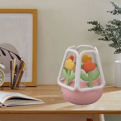 Nachtlicht mit Tulpenmuster, wiederaufladbar und dimmbar, aus Silikon, 5 Farbtemperaturen, originelles Geschenk-Nachtlicht, rosa. (1/5)