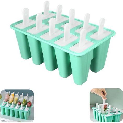 Moules à glace moules en silicone adaptés à la fabrication de glaces, de crèmes glacées, d'aliments pour bébés (vert, 221610cm) (1/5)