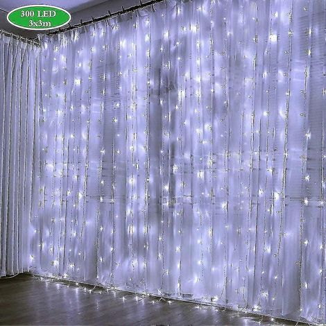 Guirnalda de luces LED de 300 luces para cortinas, 8 modos de iluminación, resistente al agua IP44, decoración del hogar, decoración de ventanas, Navidad, boda, cumpleaños. (1/4)
