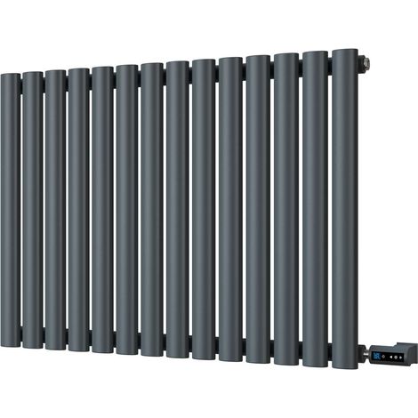 Omeara - Anthracite Horizontal Electric Radiator H600mm x W812mm Single Panel 600w Thermostatic WIFI (1/2)