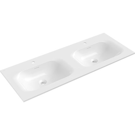Mexen Vela lavabo empotrado en encimera doble 121 x 46,5 cm, blanco brillante - 25231200D (1/3)