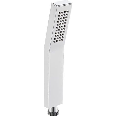 Pommeau de douche carré en laiton, un seul jet, corps en laiton pur, surface chromée incurvée et massive. (1/5)