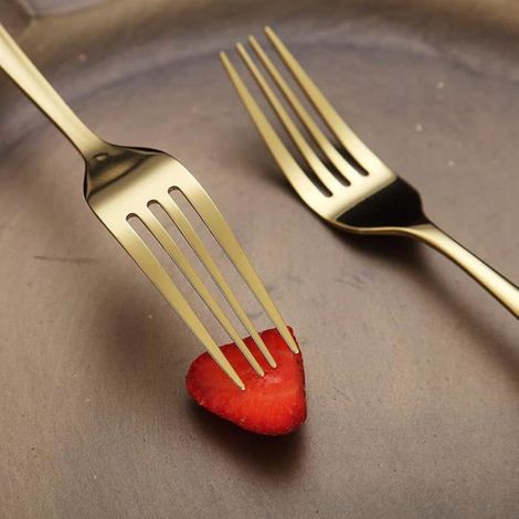 Fourchette À Dîner - Acier Inoxydable - 22,9 Cm - Dorée - Lot De 6 (1/5)