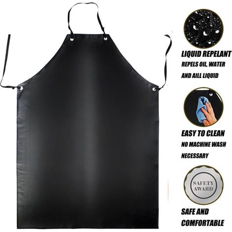 Wasserdichte PVC-Schürze - 120x90cm, schwarz, für Damen und Herren, wasserdicht und ölbeständig, geeignet für Reinigungsarbeiten, Laborarbeiten, Schlachtung und Hundepflege.