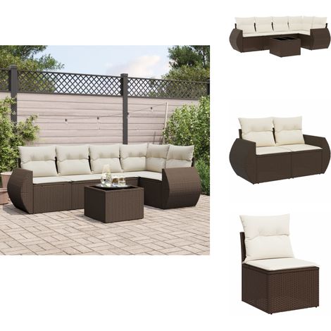 6-tlg. Garten-Sofagarnitur mit Kissen Braun Poly Rattan - Garten Sofagarnitur - Garten Sofagarnituren - Outdoor Sofagarnitur - Sofagarnitur Terrasse (1/5)