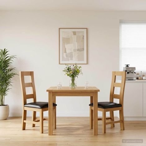 vidaXL Chaise de salle à manger 2 pc Bois de chêne massif Noir (1/5)