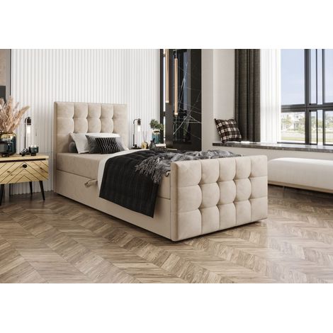 Lit Boxspring Coria V - Beige - 80x200 Cm - Lit Élégant - Lit Moderne - Matelas À Ressorts Bonnell (1/5)