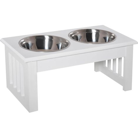 Gamelle pour chien antidérapante, 44 x 24 x 15 cm, blanche, 0,9 L par gamelle (1/5)