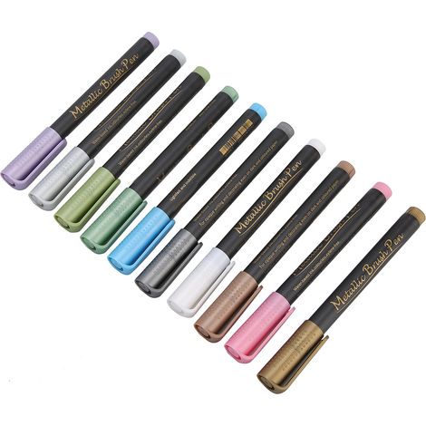 10 marqueurs peinture métal, pointe souple, à base d'eau, DIY dessin et écriture, lot de 10 (1/5)