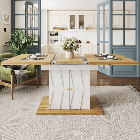 Tavolo da pranzo 110/140x70x76,5 cm in MDF bianco allungabile FloraGrace (1/5)