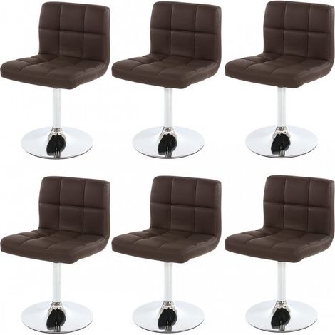 Lot de 6 chaises fauteuils de salle à manger en synthétique marron CDS04264 (1/5)