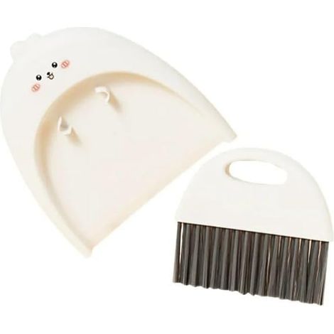 1 Set White Cute Broom and Dustpan Set, Mini Dustpan and Brush Cleaner Set,for Table Window Gaps Keyboard Kitchen Pets Nest,Cleaning Tools