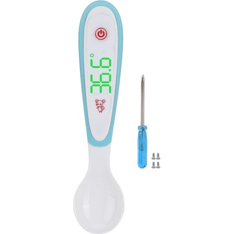 Ortviai Cuillère-Thermomètre Électronique avec Affichage LED, Étanche IPX5, en ABS Blanc et Bleu (1/5)
