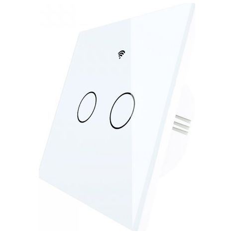 Interruttore Da Parete Touch 2 Tasti, WIFI 2.4G+BLE+RF 433MHz, Bluetooth BLE Mesh, TUYA, Smart Life, 10A, AC 90-250V, 50/60HZ, 86X86X30mm Per Scatola 502, IP20, Bianco, SH9442W