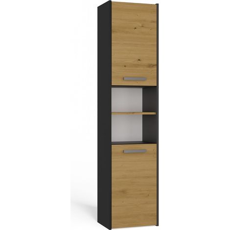 Mueble de baño moderno de 40 cm, roble antracita, diseño artesanal, estante de baño, diseño universal, fabricación polaca. (1/5)