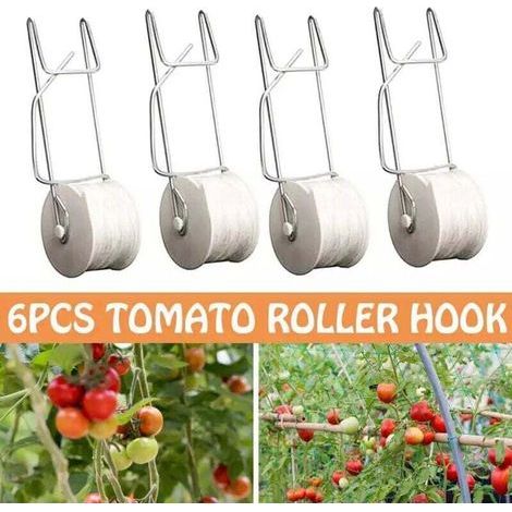 pair Lot de 10 crochets de support pour tomates avec ficelle de 15 m, kit de treillis de serre, crochet durable pour empêcher les tomates de pincer ou de tomber