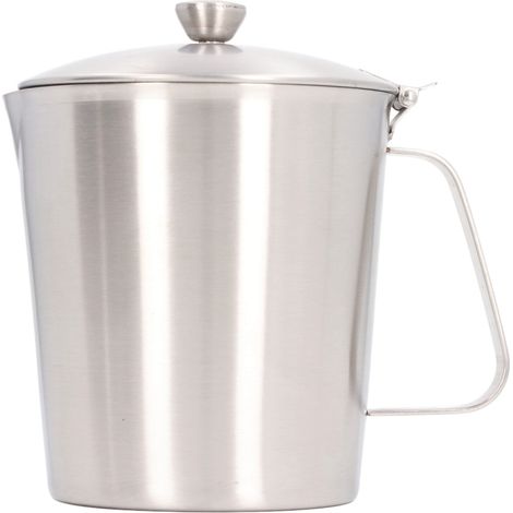 Misurino spesso in acciaio inox 304 con coperchio e manico graduato per montare il latte e creare latte art. (1/5)