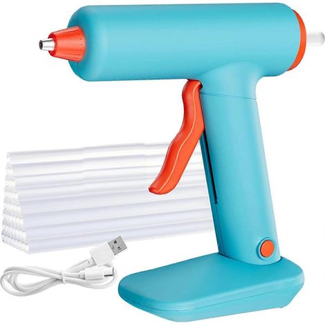 Colle à chauffage rapide (90 s), kit de colle et bâtonnets avec batterie rechargeable USB-C 2600 mAh, 30 bâtonnets de colle de qualité supérieure, pour les loisirs créatifs (1/5)