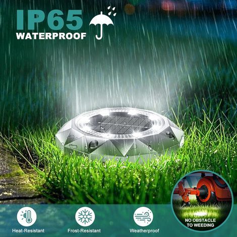 FIFlying Lot de 10 Lampe Solaire Au Sol Jardin, 8 LED Lumiere Solaire Exterieur Étanche IP65, Spot Solaire Extérieur Encastrables pour Chemins Pelouse Cour Jardin Chemin Piscine Allée, Blanc Froid (1/4)