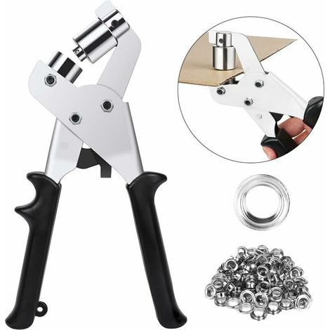 Pinces de Presse à Œillets Portables, Kit dŒillets en Métal Antidérapant, Pince Oeillet pour Bache 100pcs Oeillets Idéale pour les Tissus, Bâches et Voiles dOmbrage - (1/5)