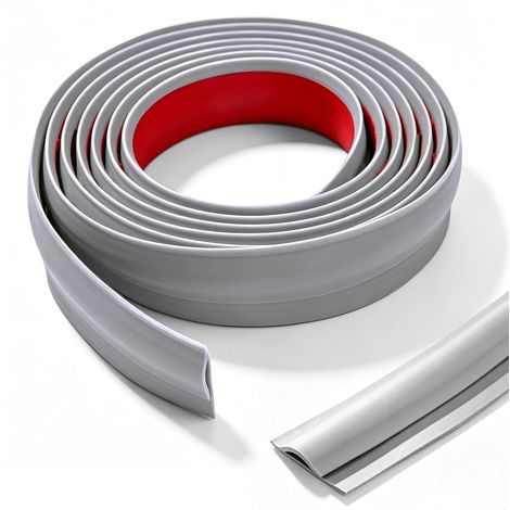 Bande Finition Tapis, Bordure Tapis Autocollante en TPE Gris de 3 m à Découper, Garniture de Bord de Moquette Autocollante pour Recouvrir Bords, Bande de Rive Flexible pour Moquette pour Raccords (1/5)
