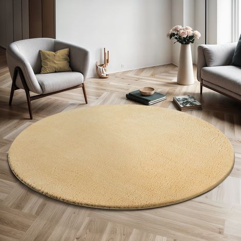 Relax tapis salon doux antidérapant lavable or, 120 x 120 cm