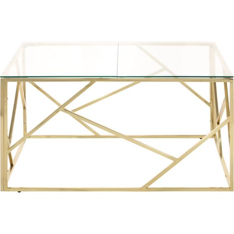 Maison Exclusive - Couchtisch Golden Edelstahl und Hartglas (1/5)