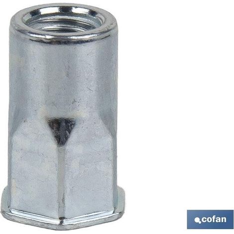 Pack de 500 unités écrous rivetables semi-hexagonaux acier M5 x 14 (1/4)